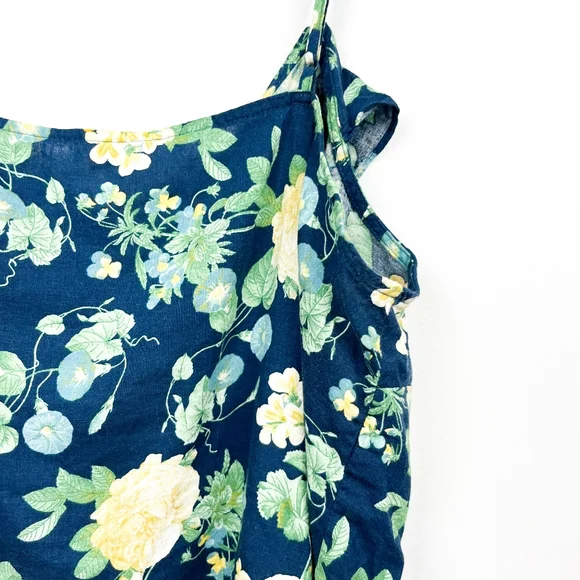 Old Navy Blue & Yellow Floral Tank Top with Ruffled Front - Picture 8 of 10